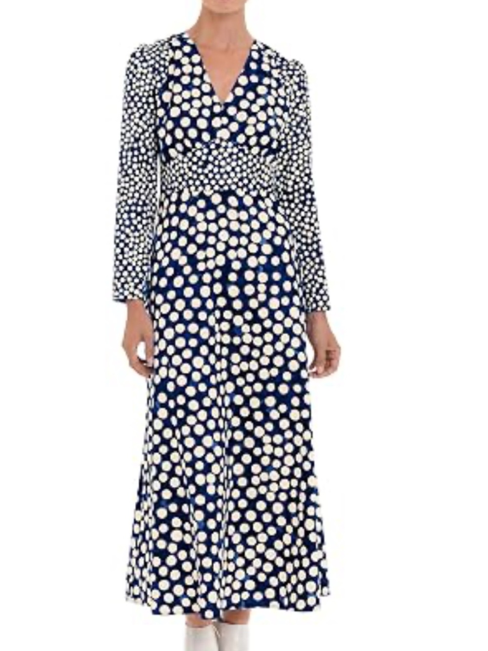 NWT Donna Morgan Women's Long Sleeve V-Neck classic retro Midi Dress size 4